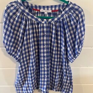 Jane and Delancey Blue and White Checkered Blouse